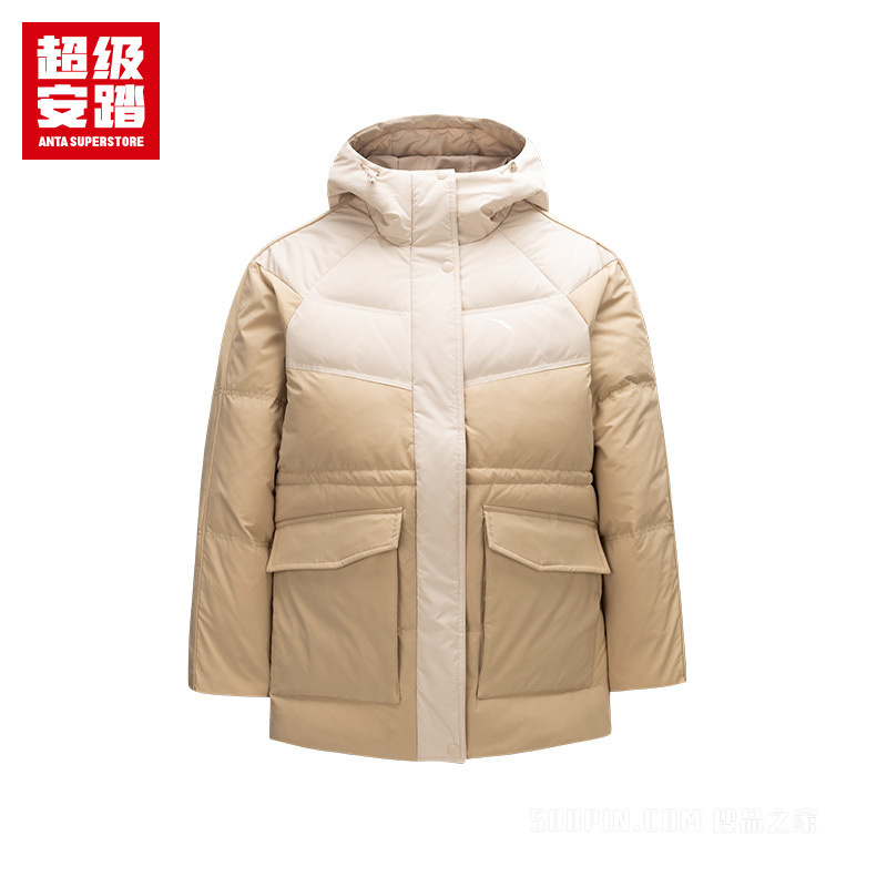 安踏运动复古女子防风防泼水羽绒服