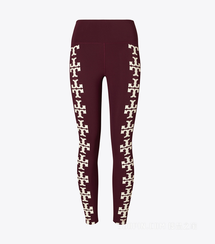 Logo 露踝紧身裤 葡萄酒红