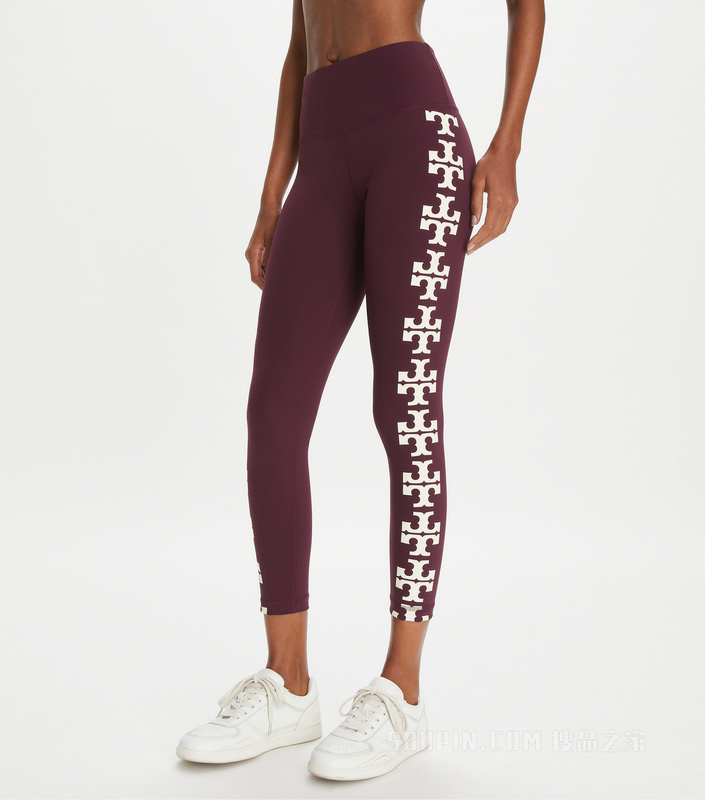 Logo 露踝紧身裤 葡萄酒红