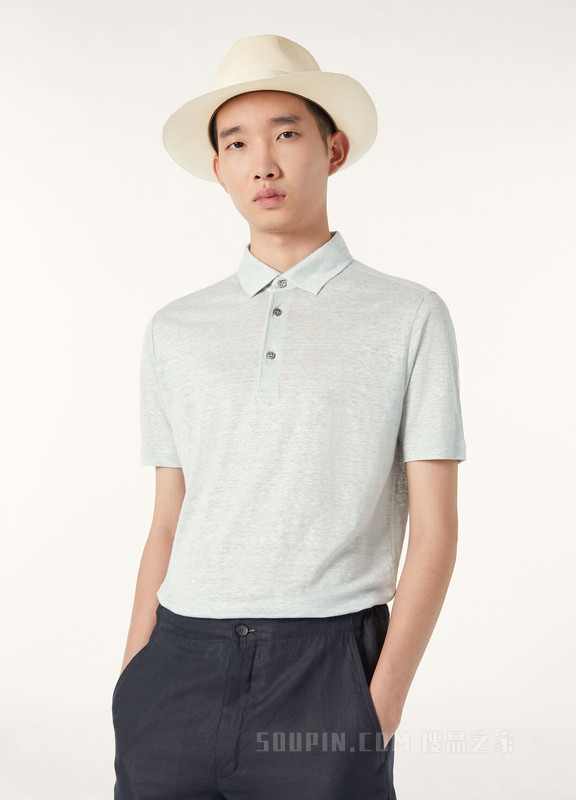 男士 Polo 衫 亚麻
