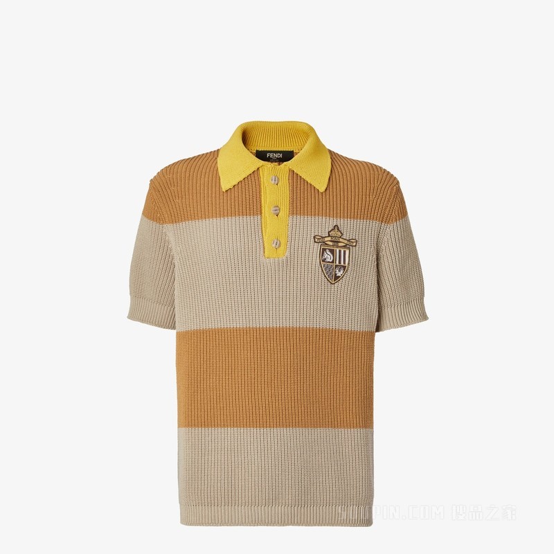 Polo衫 黄色和米色棉平纹布Polo衫