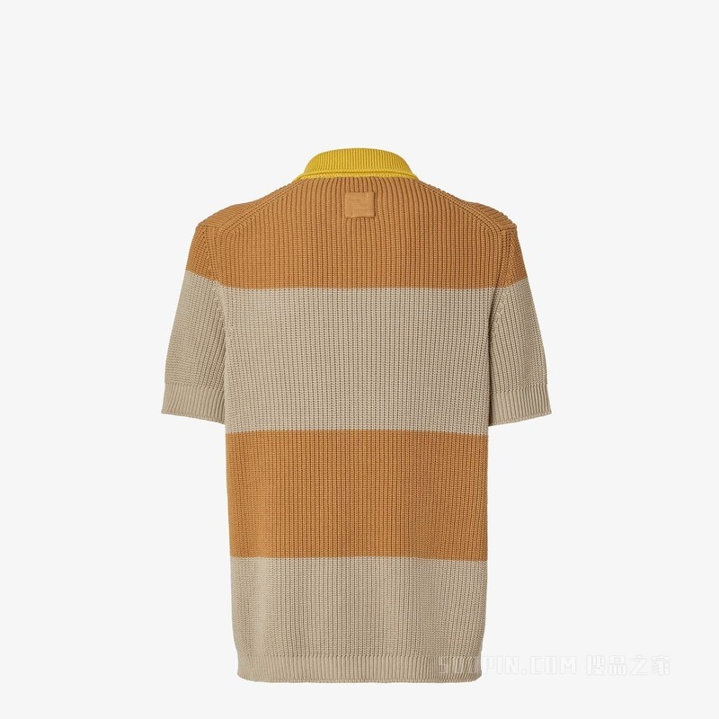 Polo衫 黄色和米色棉平纹布Polo衫