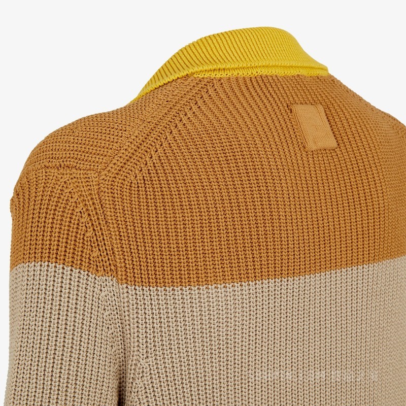 Polo衫 黄色和米色棉平纹布Polo衫