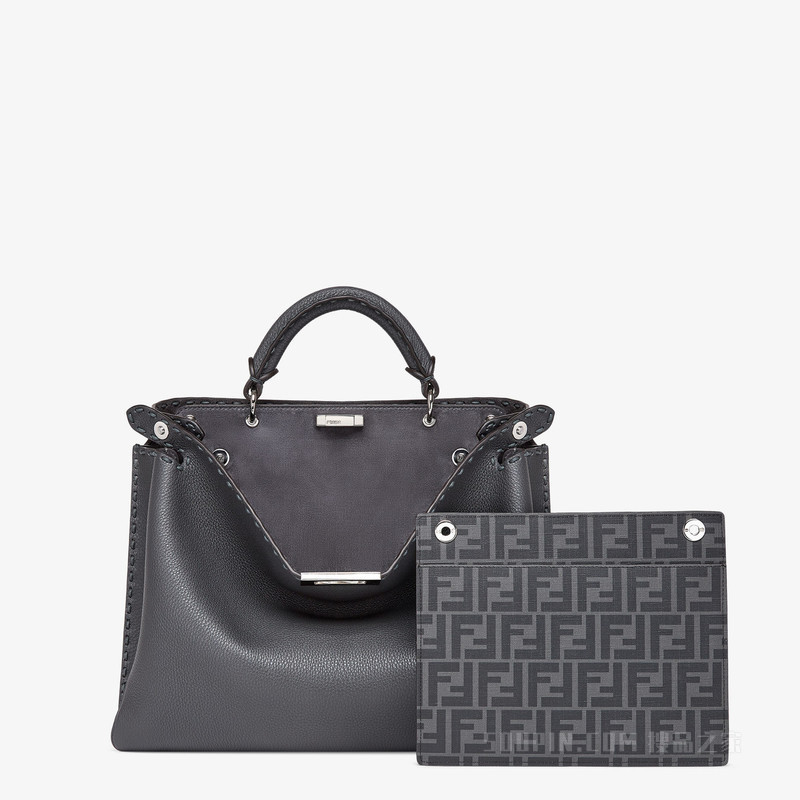 Selleria Peekaboo Soft中号手袋 深灰色Selleria手袋，614针手工缝制明线