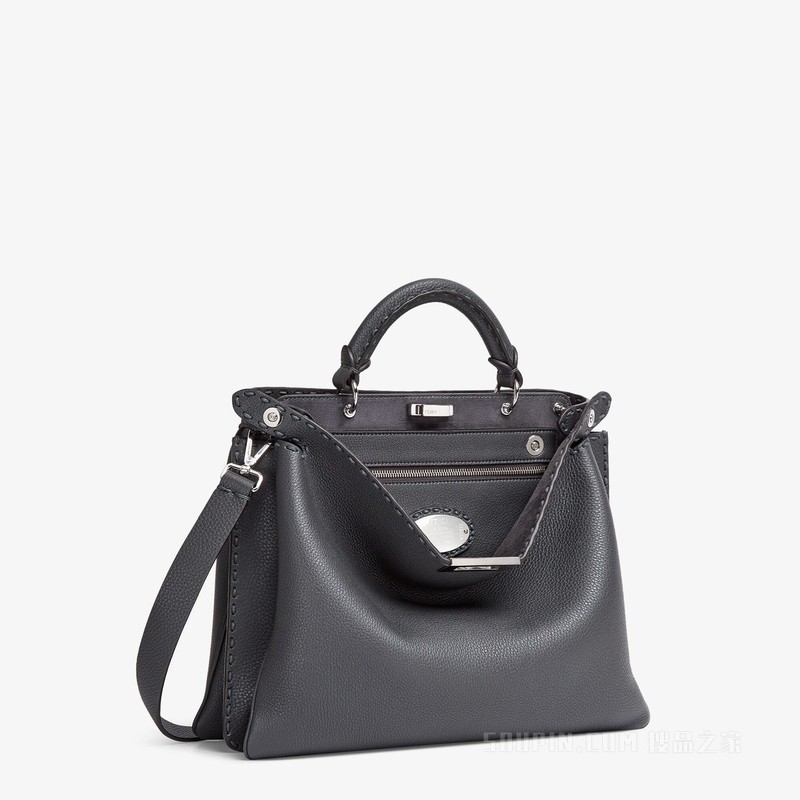 Selleria Peekaboo Soft中号手袋 深灰色Selleria手袋，614针手工缝制明线