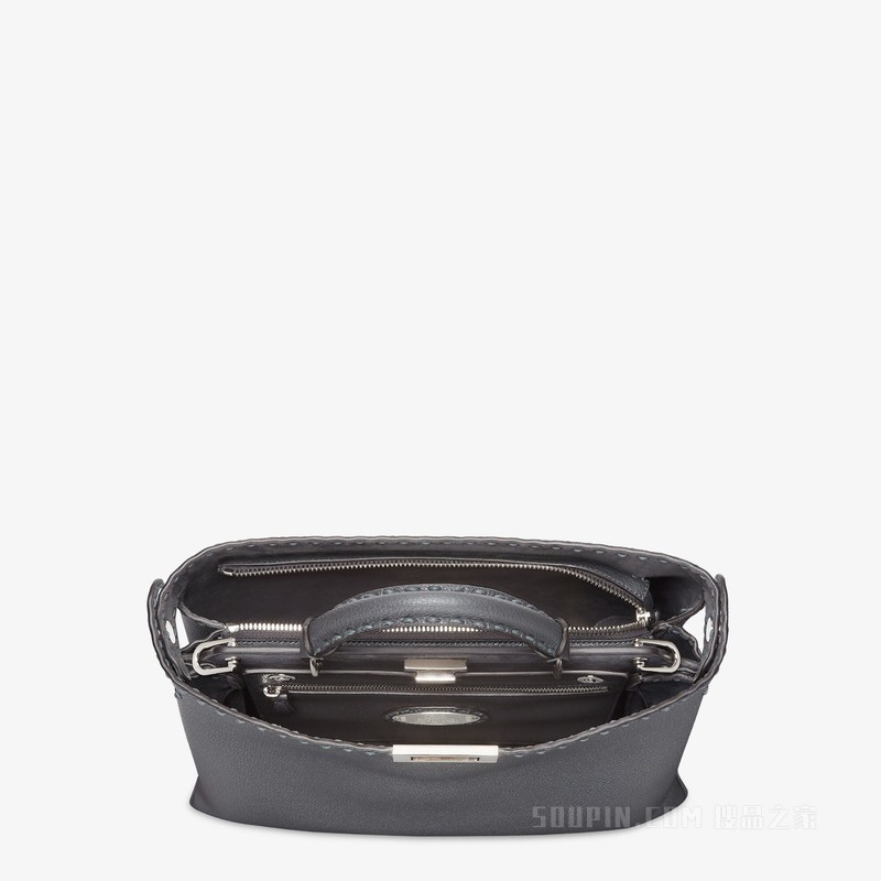 Selleria Peekaboo Soft中号手袋 深灰色Selleria手袋，614针手工缝制明线