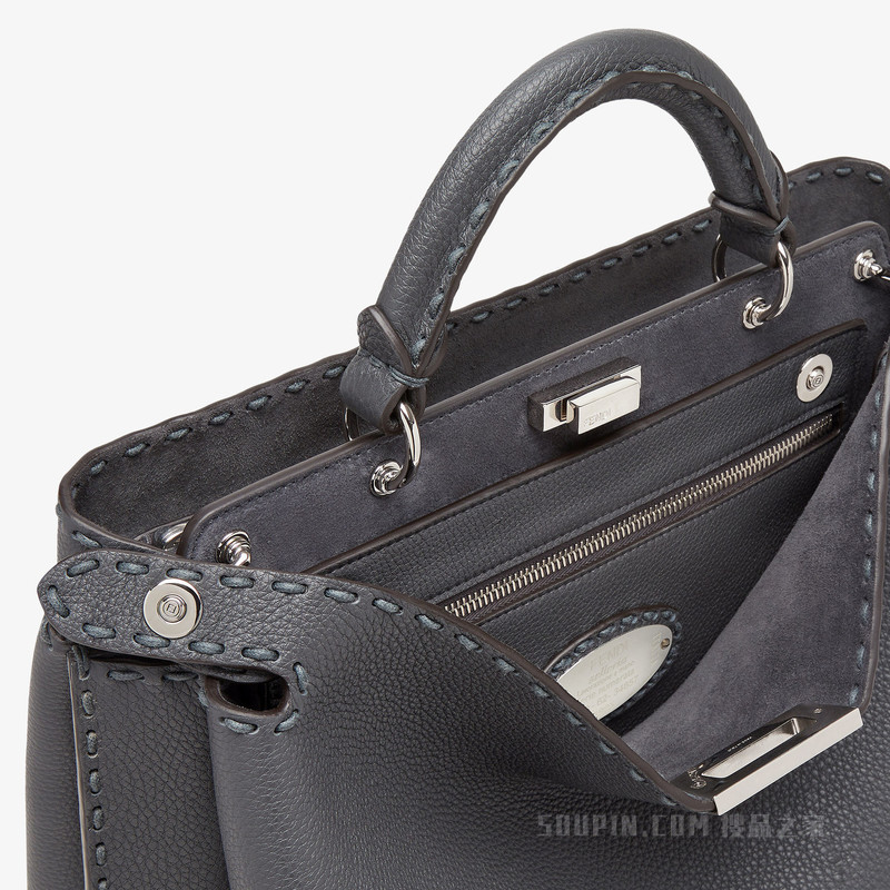 Selleria Peekaboo Soft中号手袋 深灰色Selleria手袋，614针手工缝制明线