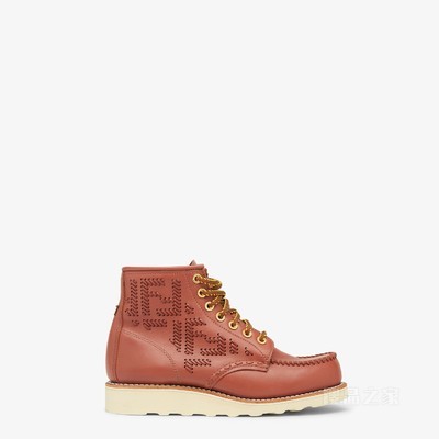 FENDI Red Wing 赭色皮革 Moc鞋头乐福鞋