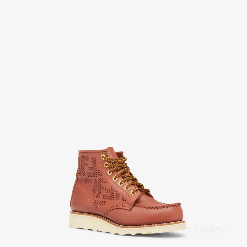 FENDI Red Wing 赭色皮革 Moc鞋头乐福鞋