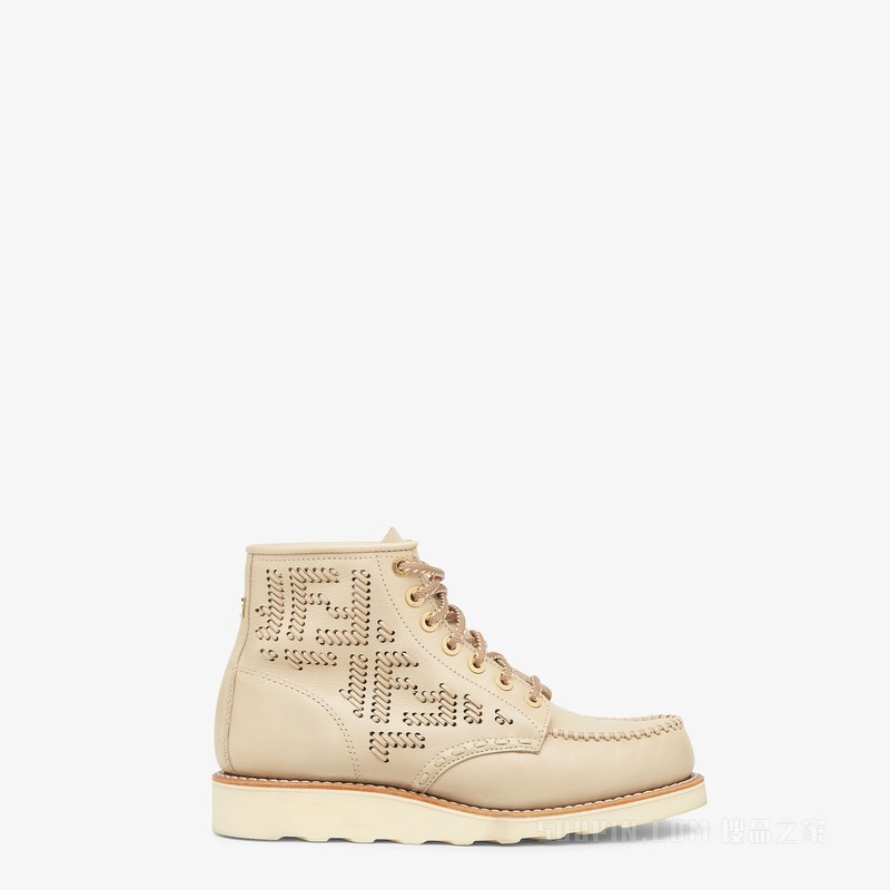 FENDI Red Wing 米色皮革Moc鞋头乐福鞋