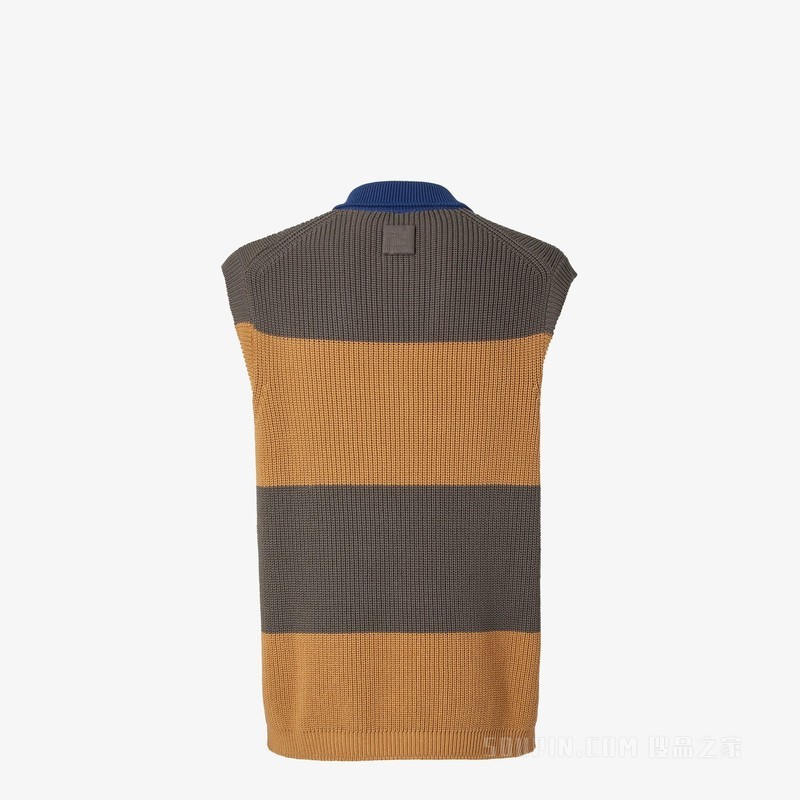 Polo衫 棕色和黄色棉束腰外套