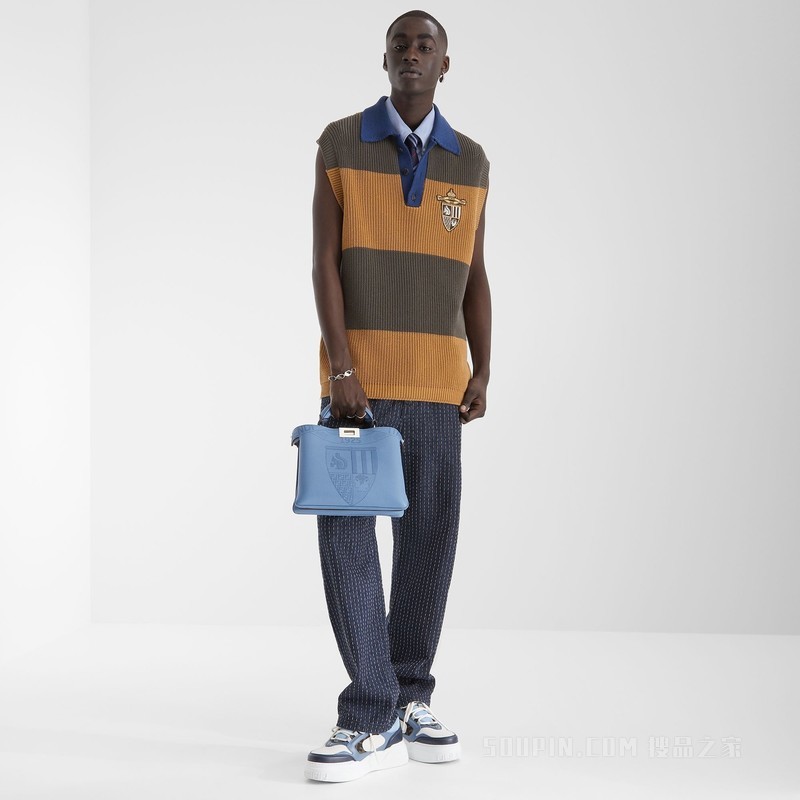 Polo衫 棕色和黄色棉束腰外套