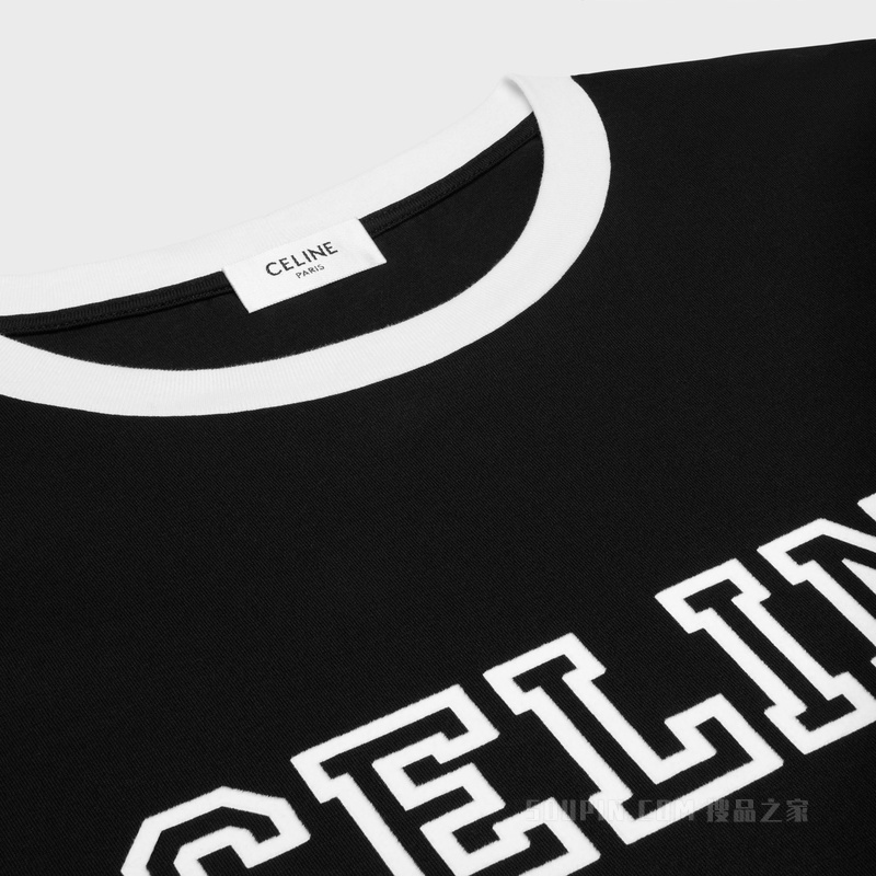 CELINE棉质平纹针织宽松T恤 BLACK/WASHED WHITE-FZT7