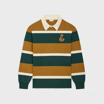 RUGBY条纹棉质徽章POLO衫 GREEN / OCHRE-FZP9