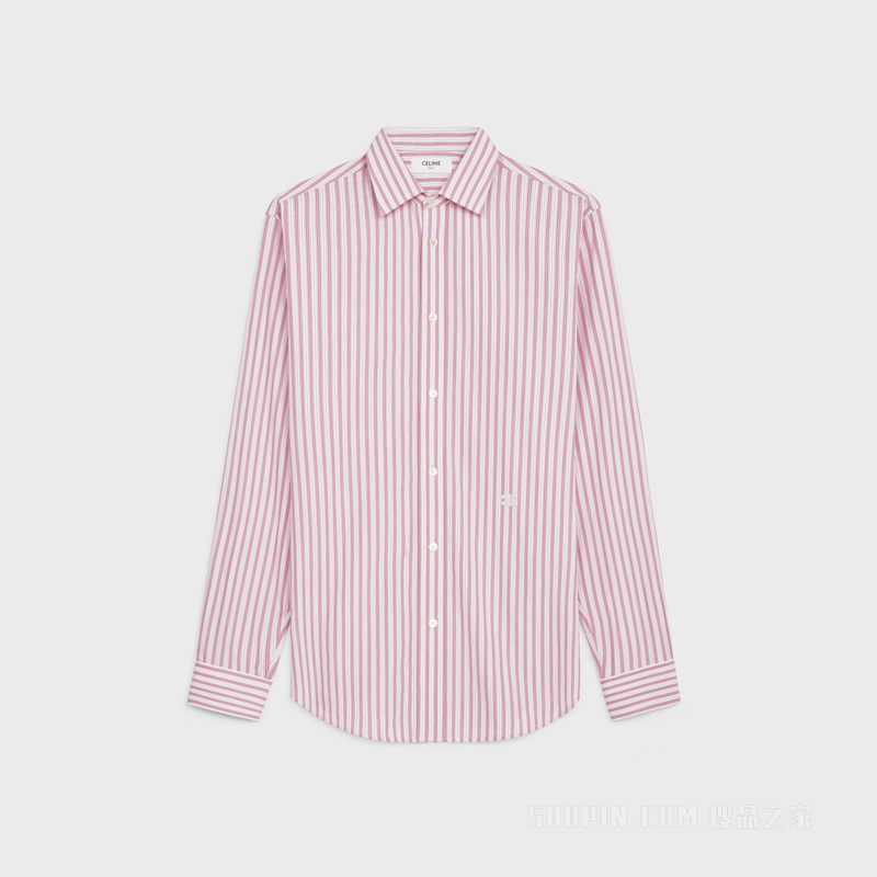 条纹棉府绸宽松衬衫 WHITE/RASPBERRY-CBC0
