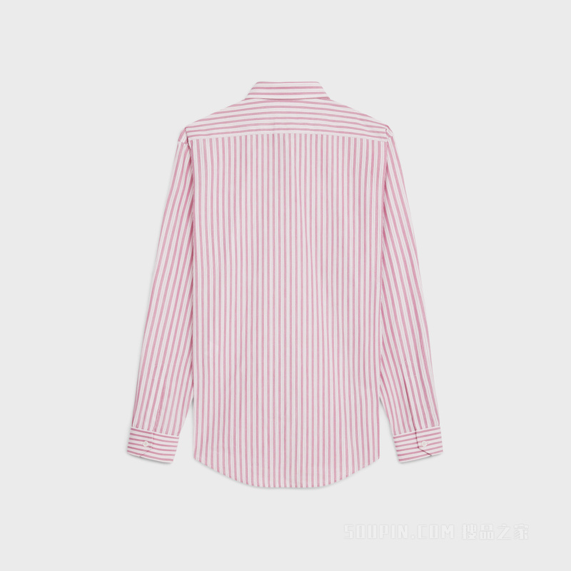 条纹棉府绸宽松衬衫 WHITE/RASPBERRY-CBC0
