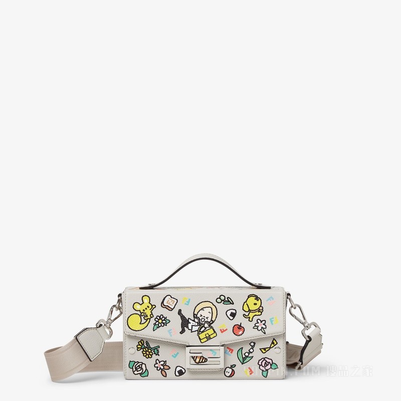 Silvia And The Baguette Baguette Soft Trunk手袋 拼色印花浅灰色皮革手袋