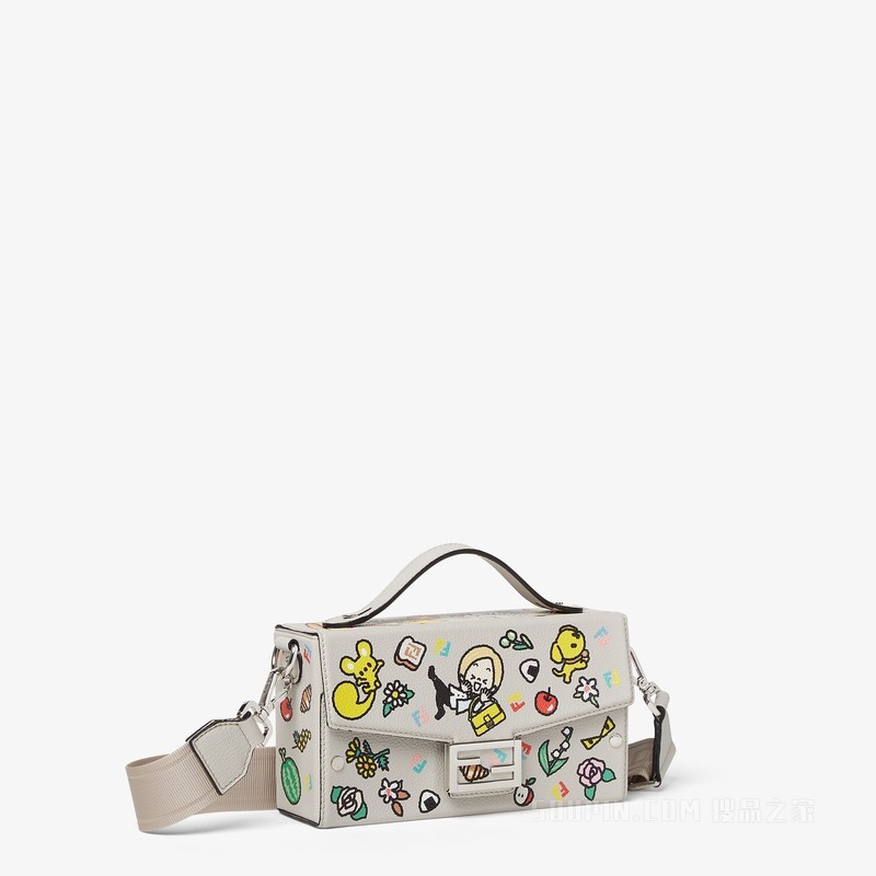 Silvia And The Baguette Baguette Soft Trunk手袋 拼色印花浅灰色皮革手袋