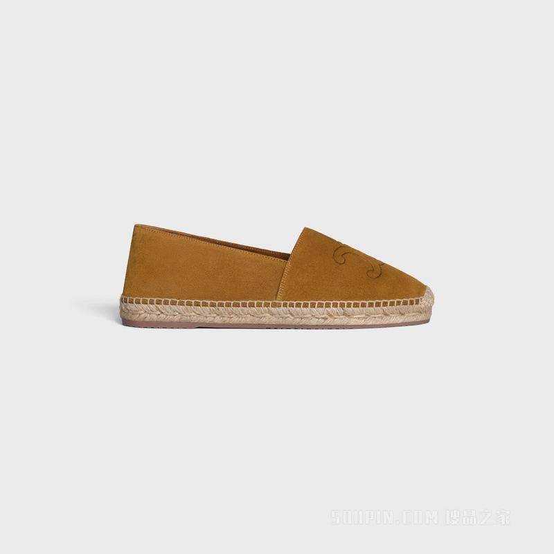 LES ESPADRILLES TRIOMPHE牛皮绒面革渔夫鞋 深玳瑁色-19DT