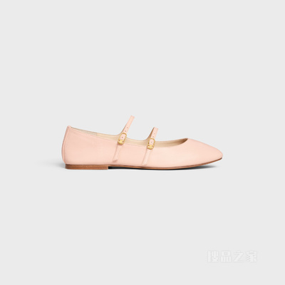 LES BALLERINES羊皮革双袢带平底鞋 浅粉色-24LP