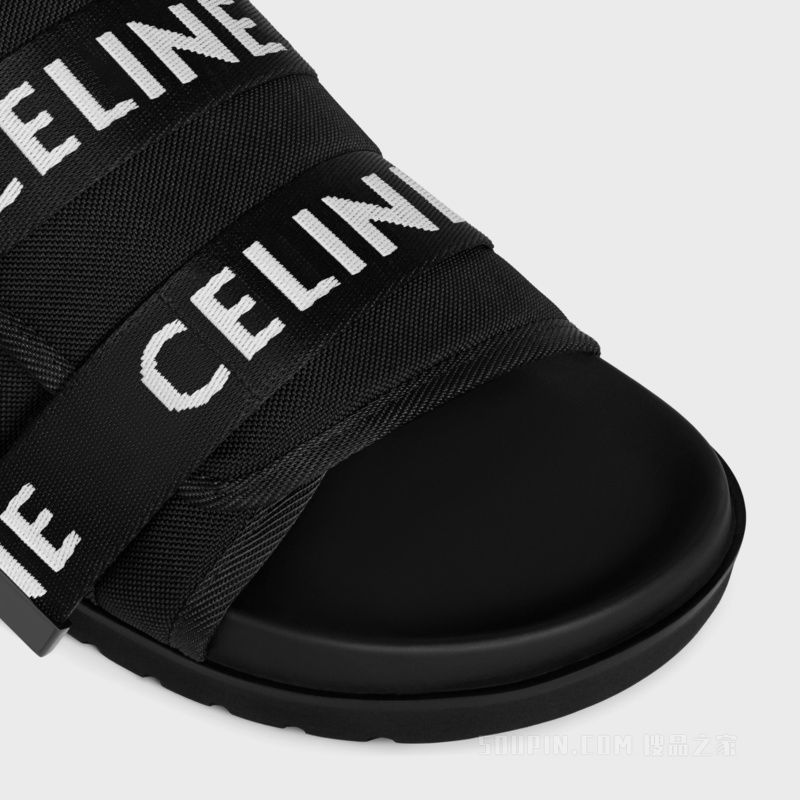 PITEA “CELINE”提花条带凉鞋 黑色/白色-38AW