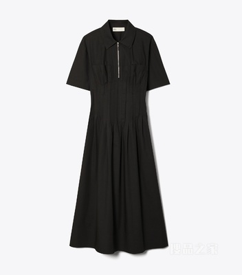 褶裥连衣裙 黑色