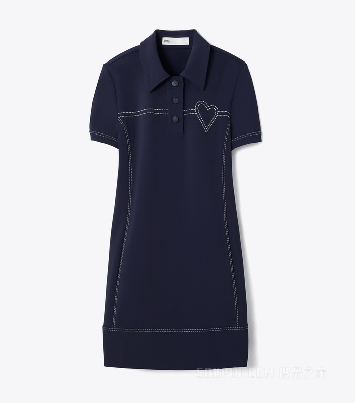 缝线弹力型 Polo 连衣裙 Tory 海军蓝