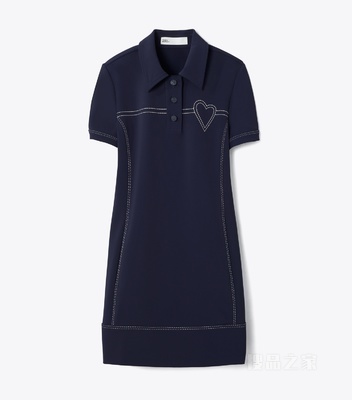 缝线弹力型 Polo 连衣裙 Tory 海军蓝