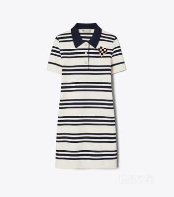 Polo 连衣裙 象牙白都市条纹