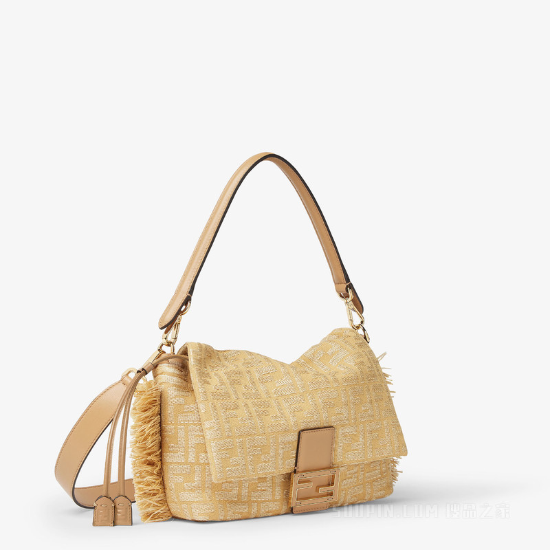 Mamma Baguette中号手袋 拉菲草FF提花布料手袋