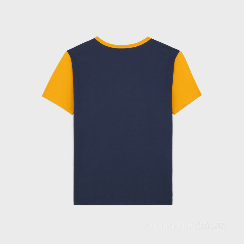 CELINE徽章棉质平纹针织常规版型T恤 NAVY/ BOUTON D'OR-FYW2