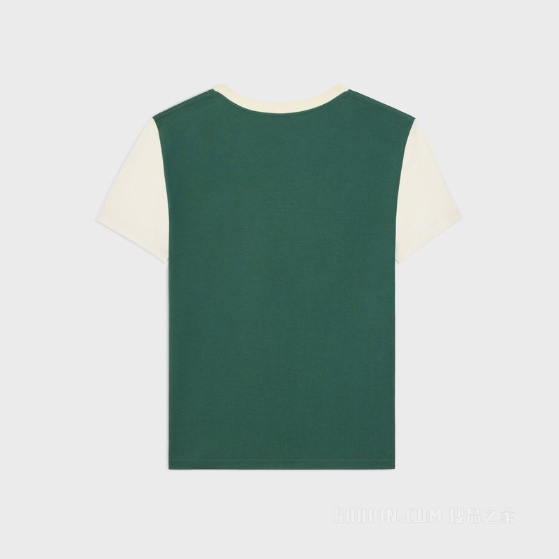 CELINE徽章棉质平纹针织常规版型T恤 NAVY/ BOUTON D'OR-FYW2