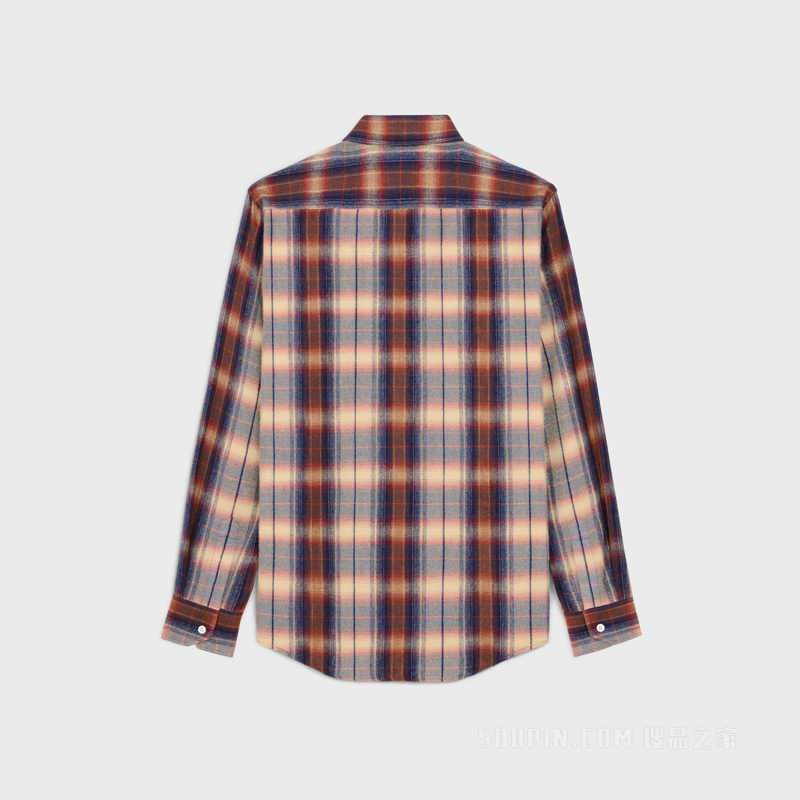 格纹粘胶纤维宽松衬衫 VANILLA/NAVY/RED-CBC2