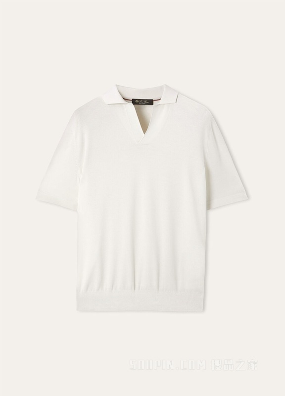 男士无纽扣 Polo 衫 棉 , 桑蚕丝