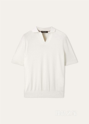 男士无纽扣 Polo 衫 棉 , 桑蚕丝