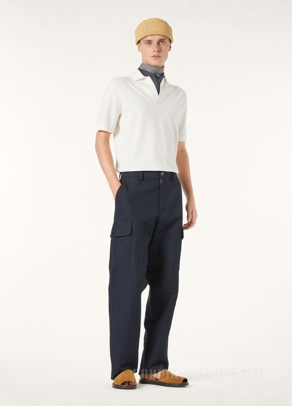 男士无纽扣 Polo 衫 棉 , 桑蚕丝