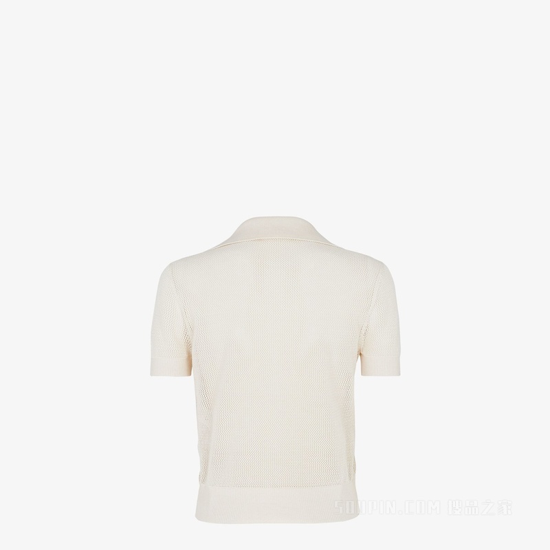 Polo衫 白色桑蚕丝网眼布Polo衫