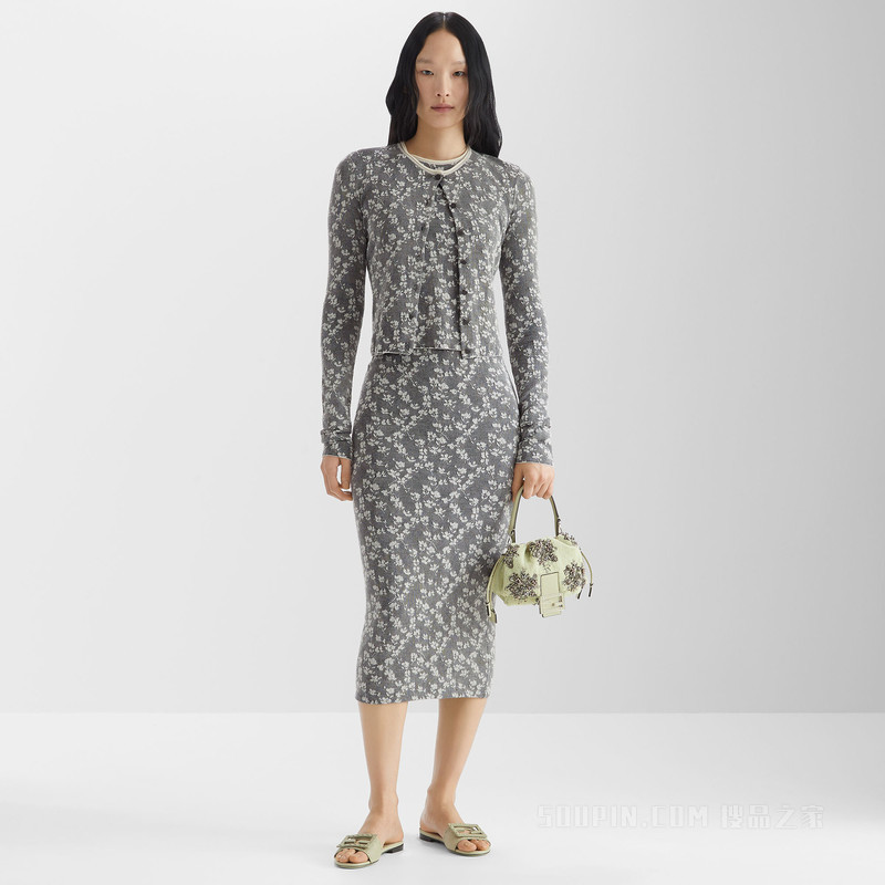 半身裙 黑色纤维胶提花半身裙