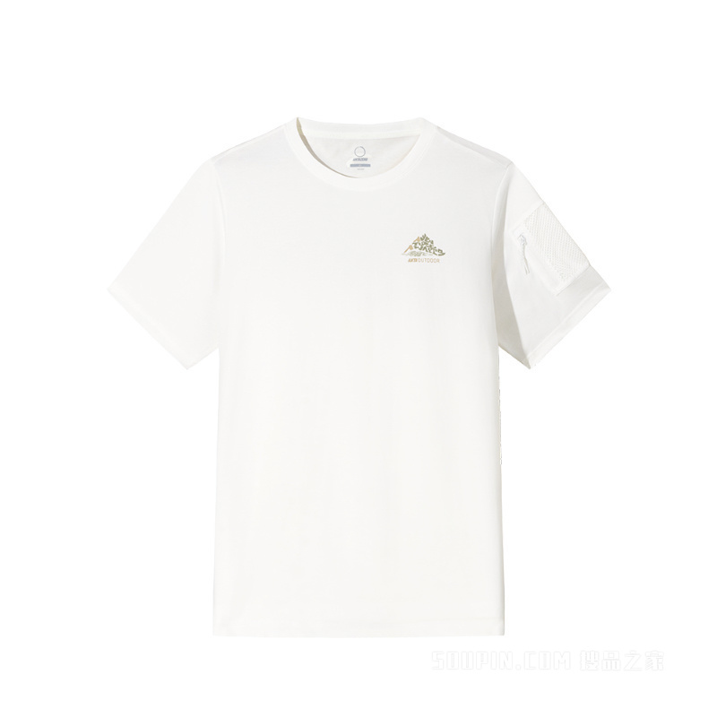 安踏户外露营男子冰肤短袖针织衫