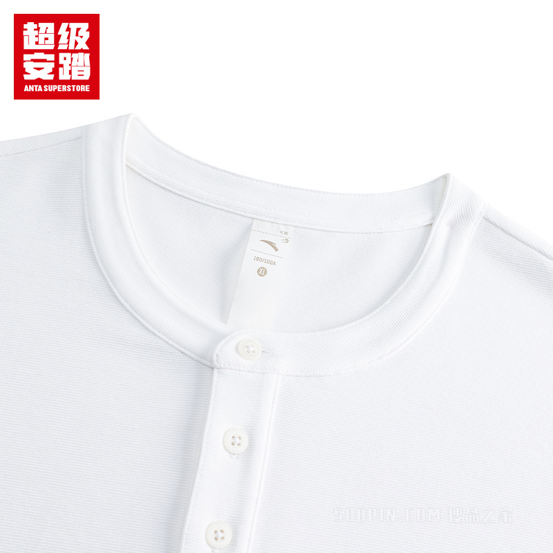 超级安踏运动复古男子甲壳盾抗菌短袖针织衫