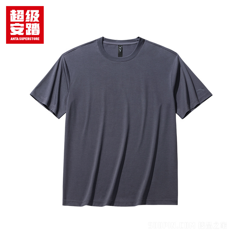 超级安踏运动复古男子3A抗菌冰肤短袖针织衫