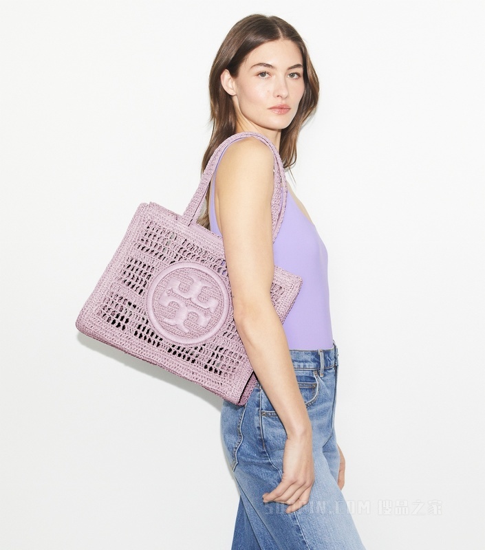 Ella 小号手工钩编托特包 浅紫色