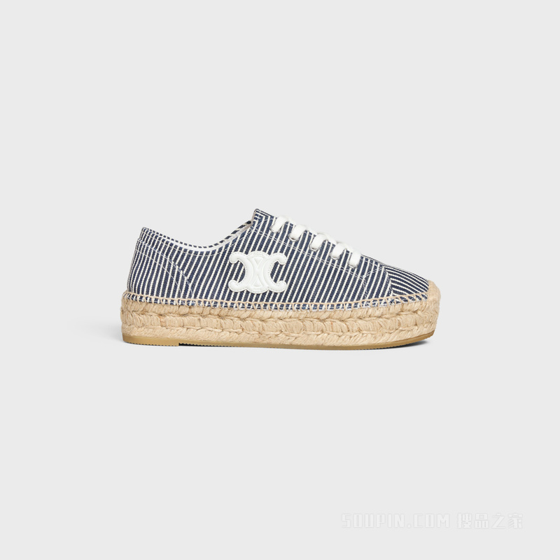 LES ESPADRILLES OSHKOSH人造革和牛皮革系带鞋 荧光白 / 海军蓝-01MA