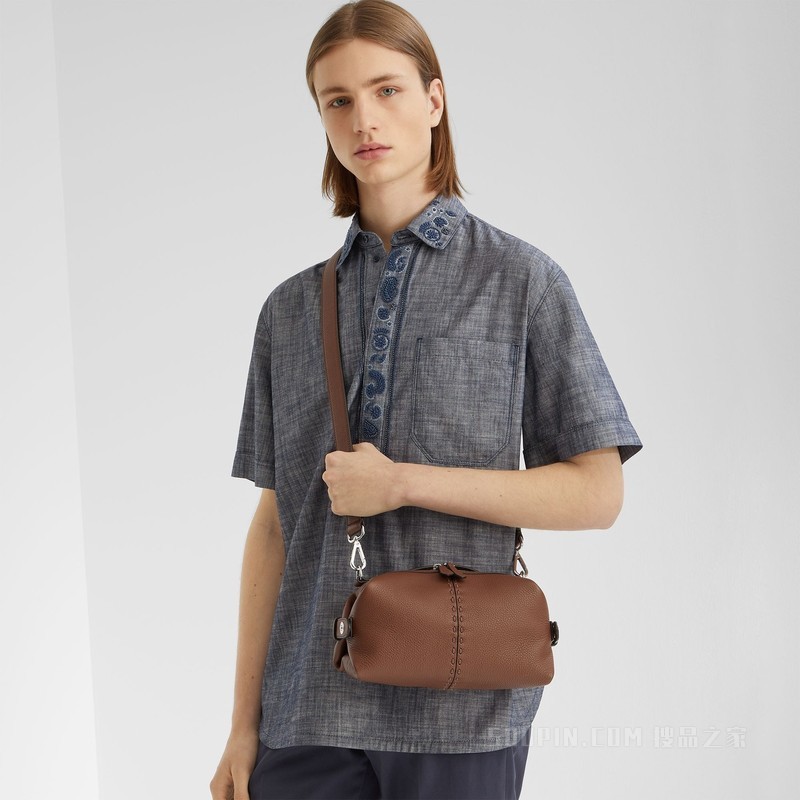 Selleria FENDI Siesta小号手袋 棕色皮革Selleria手袋