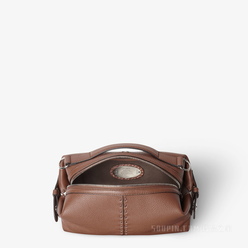 Selleria FENDI Siesta小号手袋 棕色皮革Selleria手袋