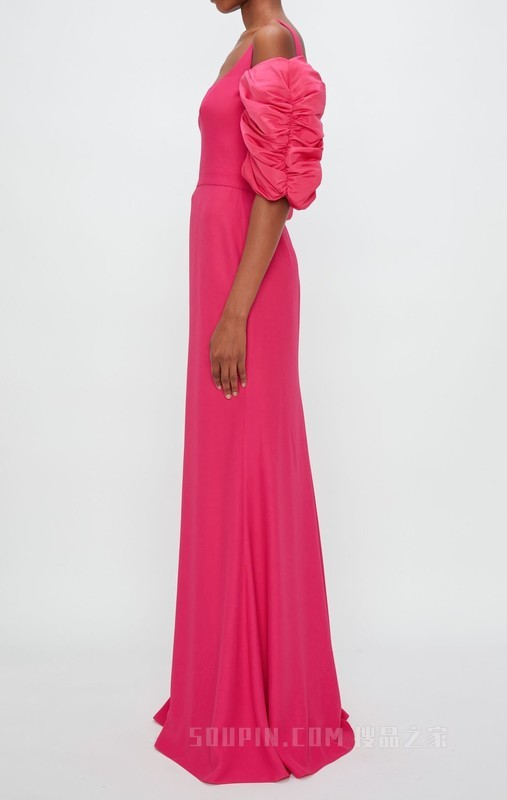 Pink evening dress with balloon sleeves