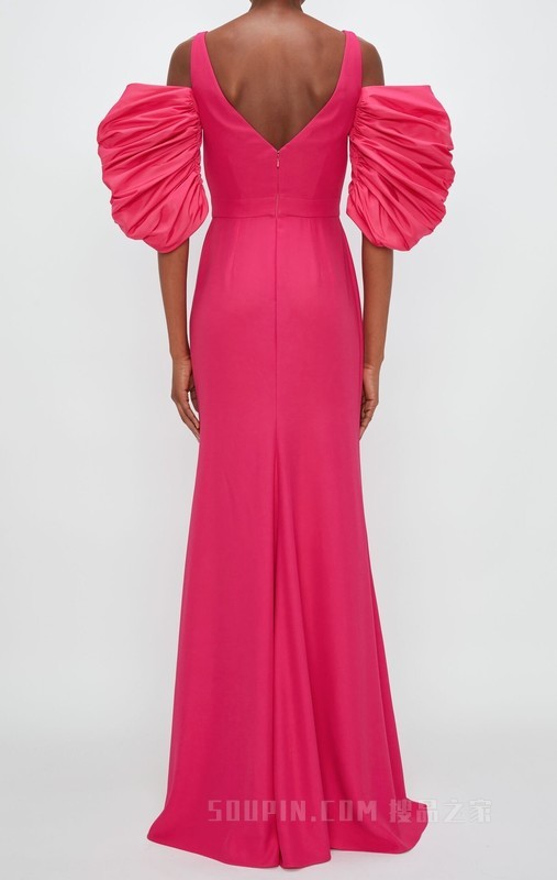 Pink evening dress with balloon sleeves
