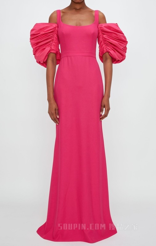 Pink evening dress with balloon sleeves