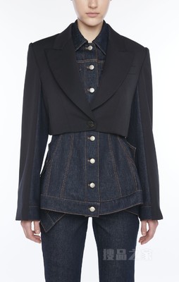 Hybrid denim jakcet with tailored crop