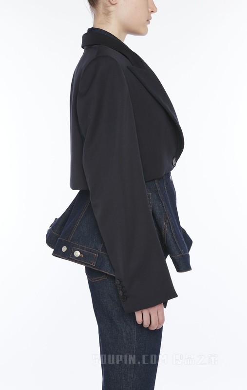 Hybrid denim jakcet with tailored crop